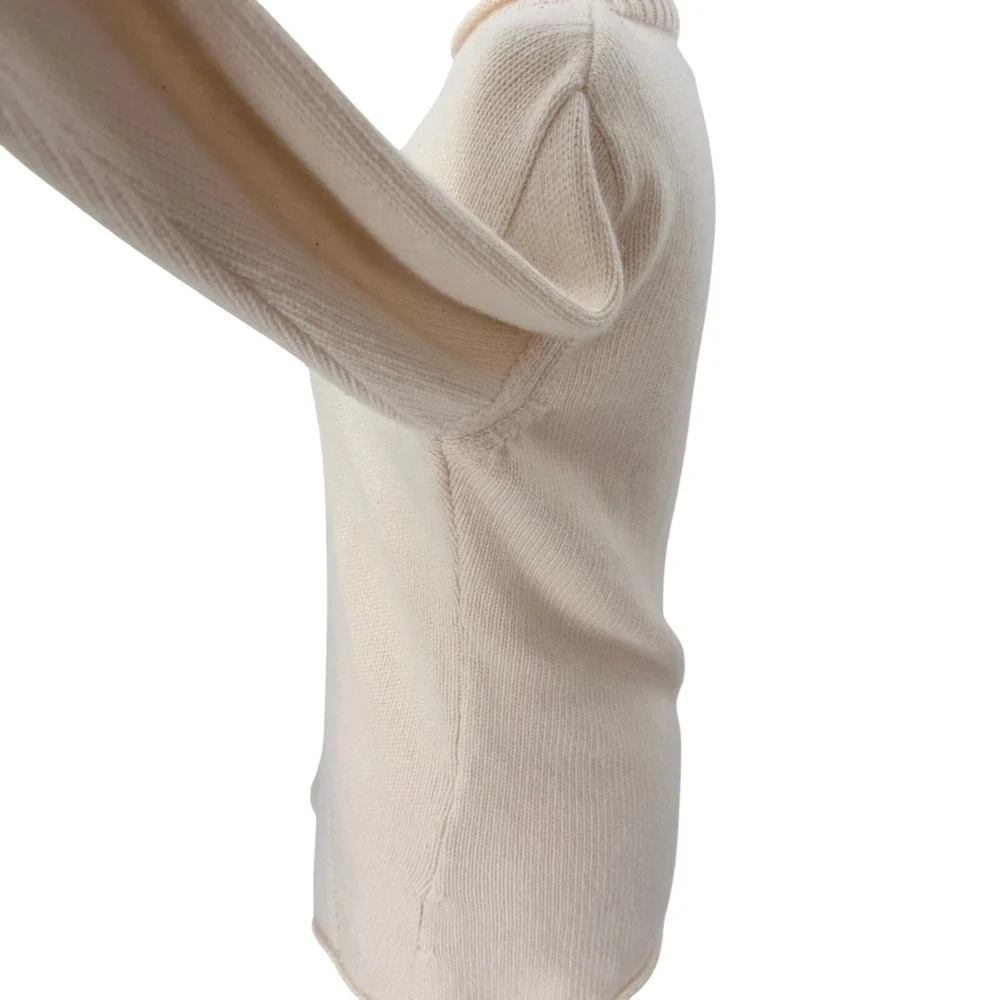 TIVOLI Irish‎ Lambswool Blend Women Cream Cable Knit Mock Roll Neck Sweater L XL